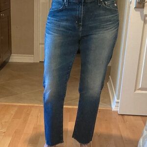 AG Ex Boyfriend Slouchy Slim Jeans 28R Raw Hem - Japanese Fabric Faded Wash